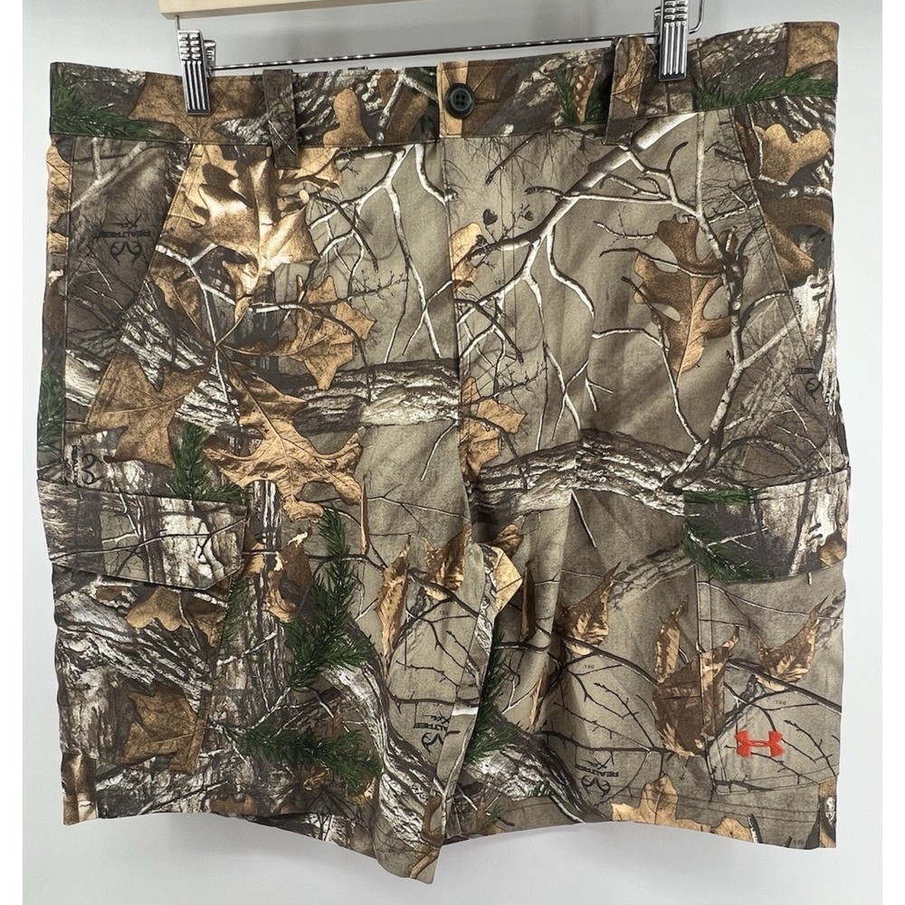 Under Armour Cargo Shorts Tag 40 Actual 41 10.5" Inseam Woods Camo Realtree Xtra